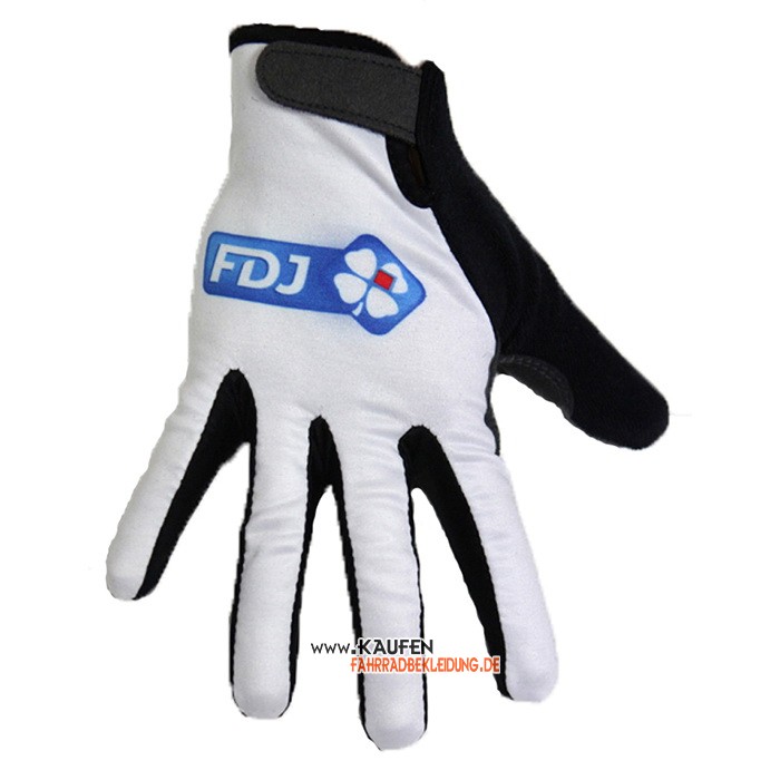 2020 FDJ Lange Handschuhe Wei Shwarz